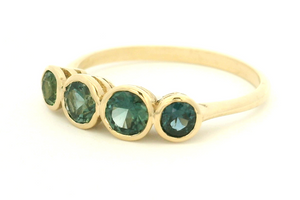 R&V BESPOKE FOUR STONE SAPPHIRE RING 9ct GOLD