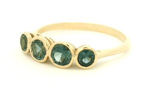 R&V BESPOKE FOUR STONE SAPPHIRE RING 9ct GOLD