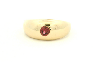 R&V BESPOKE FLUSH SET RED TOURMALINE RING 9ct GOLD