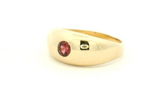 R&V BESPOKE FLUSH SET RED TOURMALINE RING 9ct GOLD