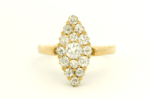 ANTIQUE LATE VICTORIAN .75ct DIAMOND CLUSTER RING 18ct GOLD
