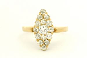 ANTIQUE LATE VICTORIAN .75ct DIAMOND CLUSTER RING 18ct GOLD