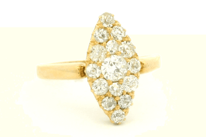 ANTIQUE LATE VICTORIAN .75ct DIAMOND CLUSTER RING 18ct GOLD