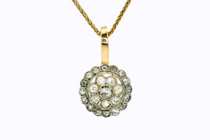 ANTIQUE LATE VICTORIAN DIAMOND CLUSTER PENDANT 15ct GOLD