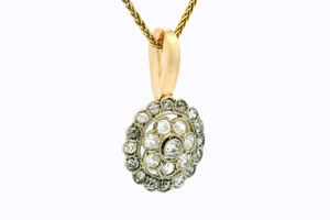 ANTIQUE LATE VICTORIAN DIAMOND CLUSTER PENDANT 15ct GOLD