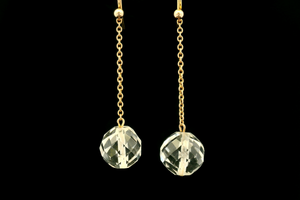 ANTIQUE c1900 ROCK CRYSTAL DROP EARRINGS 9ct GOLD