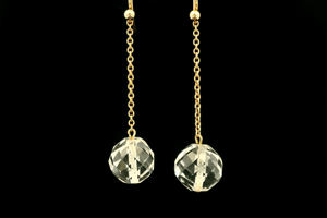 ANTIQUE c1900 ROCK CRYSTAL DROP EARRINGS 9ct GOLD