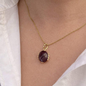CUSTOM BANDED AGATE PENDANT 9ct GOLD