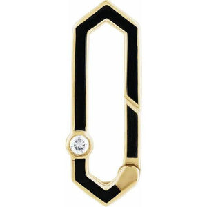 CONTEMPORARY BLACK ENAMEL & DIAMOND CHARM BALE/EXTENDER 14ct GOLD