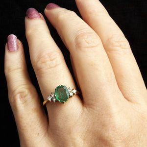 VINTAGE EMERALD & DIAMOND RING 18ct GOLD