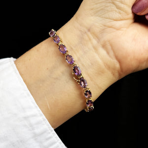 VINTAGE 13ct AMETHYST BRACELET 14ct GOLD