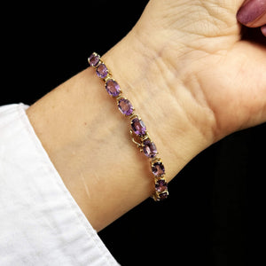 VINTAGE 13ct AMETHYST BRACELET 14ct GOLD