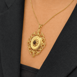 VINTAGE GARNET & SEED PEARL PENDANT LOCKET 9ct GOLD