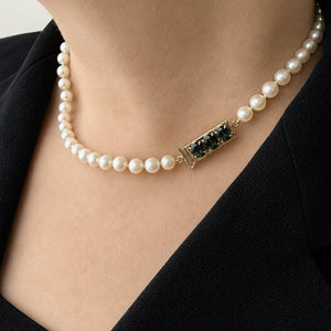 BESPOKE 2.88ct SAPPHIRE & PEARL NECKLACE 14ct GOLD