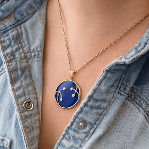 MODERN LAPIS LAZULI & DIAMOND PENDANT 9ct GOLD