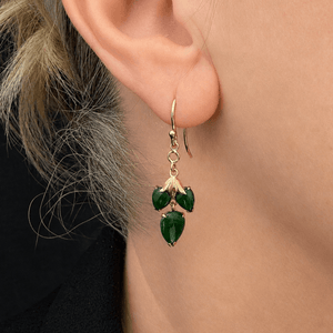 VINTAGE NEPHRITE JADE EARRINGS 14ct & 9ct GOLD