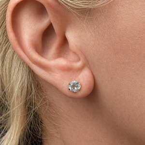 VINTAGE AQUAMARINE STUD EARRINGS 14ct GOLD