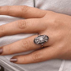 ANTIQUE ART DECO SAPPHIRE & DIAMOND RING 18ct GOLD