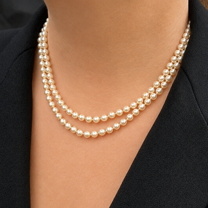 VINTAGE DOUBLE STRAND PEARLS TOPAZ & DIAMOND CLASP 18ct GOLD