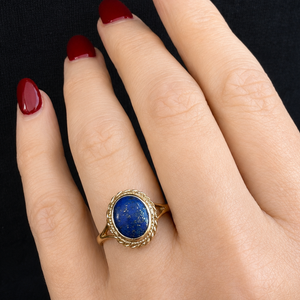 RETRO 1988 LAPIS LAZULI RING 9ct GOLD