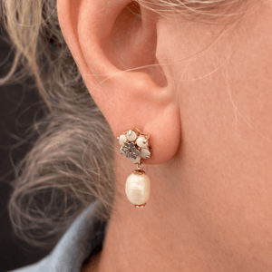 BESPOKE VINTAGE OPAL, DIAMOND & PEARL EARRINGS 9ct GOLD