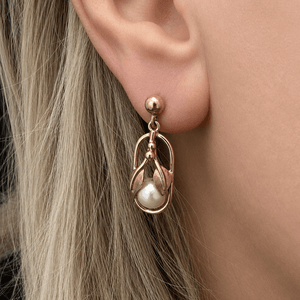 ANTIQUE ART NOUVEAU AKOYA PEARL EARRINGS 9ct GOLD