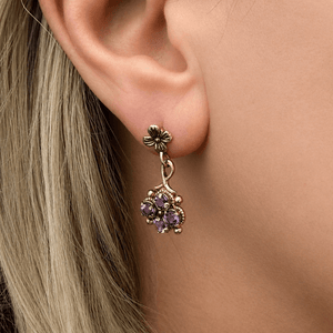 ANTIQUE EDWARDIAN AMETHYST EARRINGS 9ct GOLD