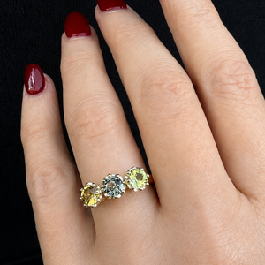 BESPOKE SAPPHIRE TRILOGY RING 14ct GOLD