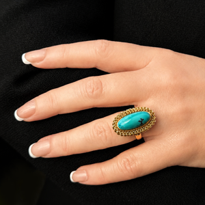 VINTAGE c1940’s TURQUOISE RING 18ct GOLD