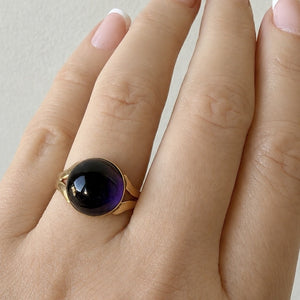 MID-CENTURY 1975 AMETHYST RING 9ct GOLD
