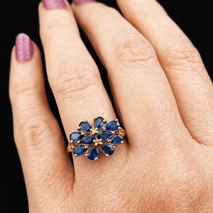 VINTAGE 2ct SAPPHIRE CLUSTER RING 9ct GOLD