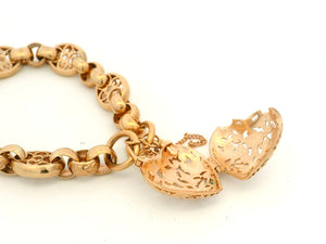 FANCY LINK BRACELET WITH HEART LOCKET PADLOCK 9CT ROSE GOLD 48.10G