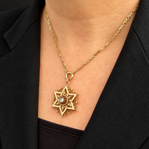 ANTIQUE VICTORIAN c1880 DIAMOND STAR PENDANT 15ct GOLD