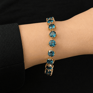 VINTAGE 35ct LONDON BLUE TOPAZ BRACELET 9ct GOLD