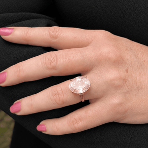 VINTAGE 9.30ct KUNZITE & DIAMOND RING 14ct GOLD