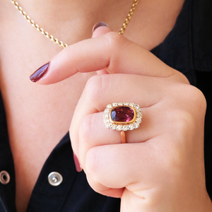 TOURMALINE & DIAMOND RING 14ct WHITE & ROSE GOLD