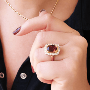 TOURMALINE & DIAMOND RING 14ct WHITE & ROSE GOLD