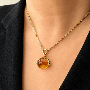 ANTIQUE EDWARDIAN CITRINE SWIVEL FOB PENDANT 9ct GOLD