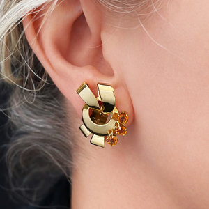 VINTAGE 1940’s CITRINE EARRINGS 14ct GOLD
