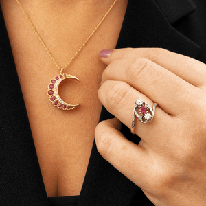 ANTIQUE ART NOUVEAU DIAMOND & RUBY RING 14ct GOLD