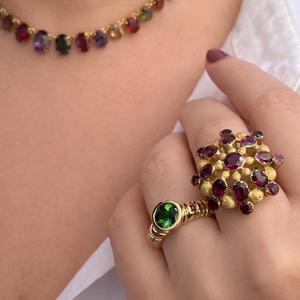VINTAGE 1940’S PYROPE GARNET COCKTAIL RING 14ct GOLD