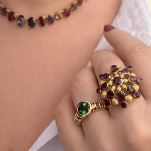 VINTAGE 1940’S PYROPE GARNET COCKTAIL RING 14ct GOLD