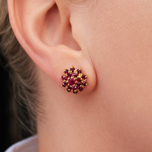 VINTAGE MID CENTURY 2.14ct RUBY EARRINGS 9ct GOLD