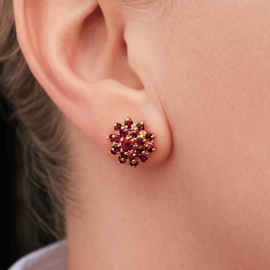 VINTAGE MID CENTURY 2.14ct RUBY EARRINGS 9ct GOLD