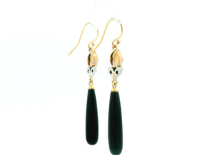 BESPOKE OPAL DIAMOND & ONYX EARRINGS 9ct GOLD
