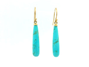 TURQUOISE BULLET EARRINGS 9ct YELLOW GOLD