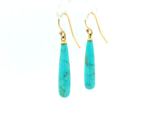 TURQUOISE BULLET EARRINGS 9ct YELLOW GOLD