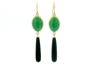 BESPOKE JADE & ONYX EARRINGS 14CT GOLD