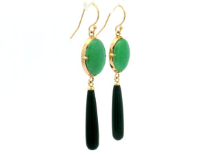 BESPOKE JADE & ONYX EARRINGS 14CT GOLD