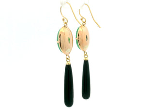 BESPOKE JADE & ONYX EARRINGS 14CT GOLD